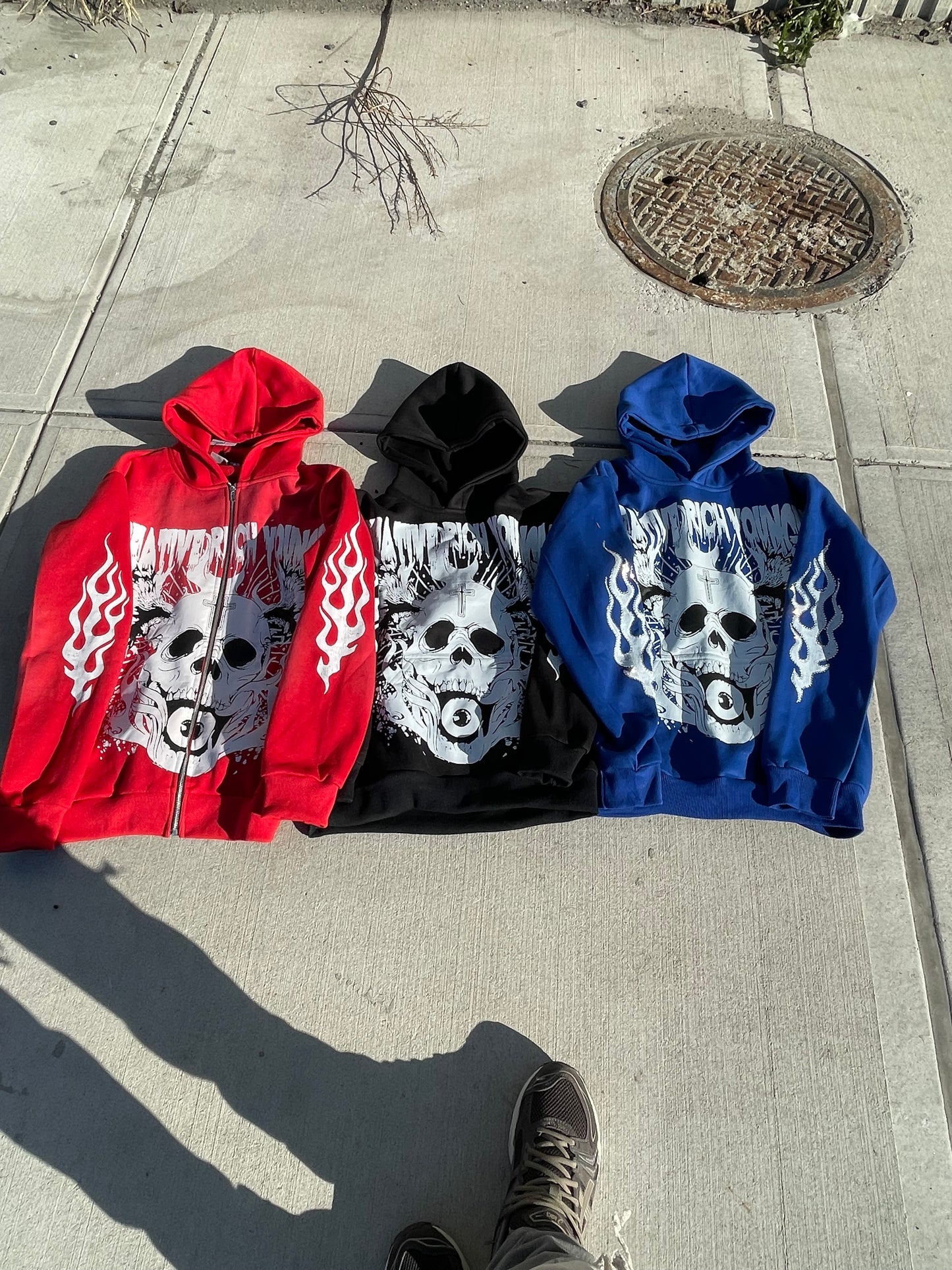 SKULL FACE HOODIE BALCK