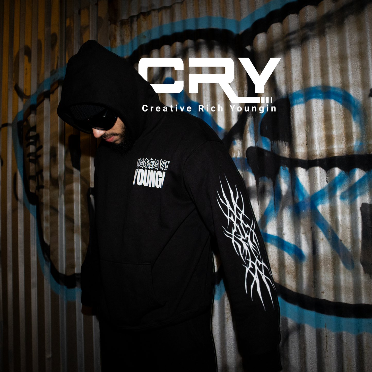 BLACK C.R.Y HOODIE