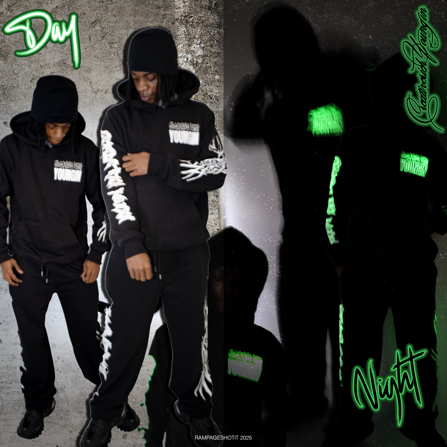 BLACK C.R.Y GLOW IN THE DARK SWEATPANTS
