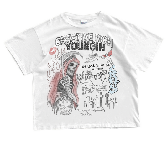 C.R.Y rhinestone devil was an angel tees