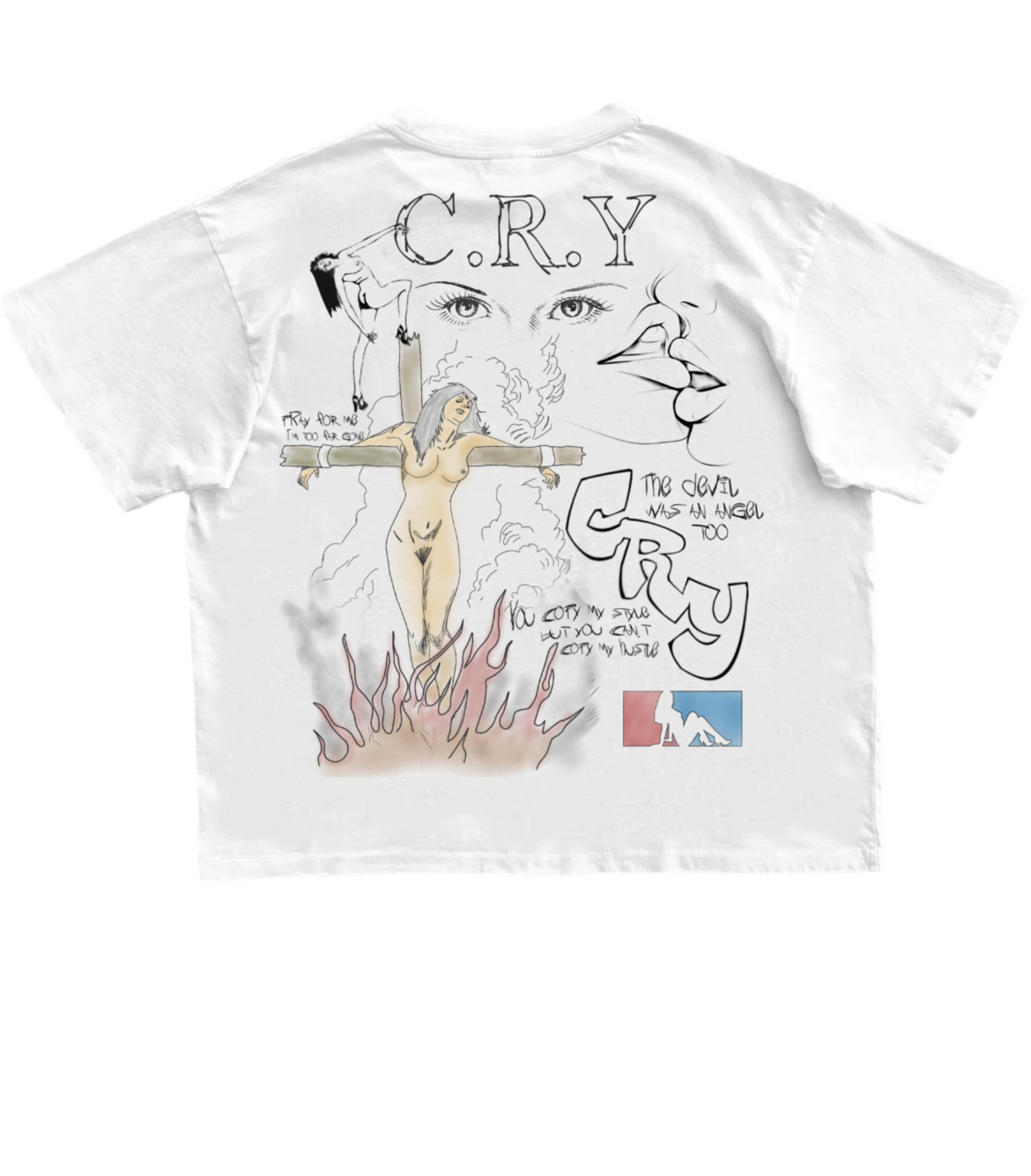 C.R.Y rhinestone devil was an angel tees