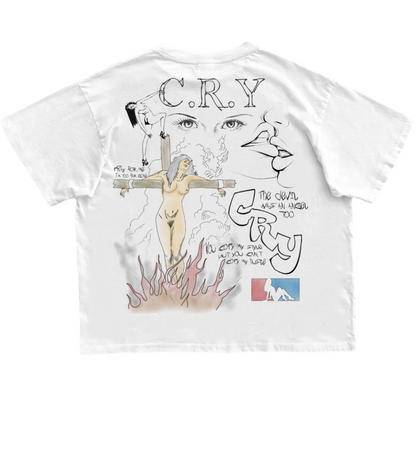 C.R.Y rhinestone devil was an angel tees