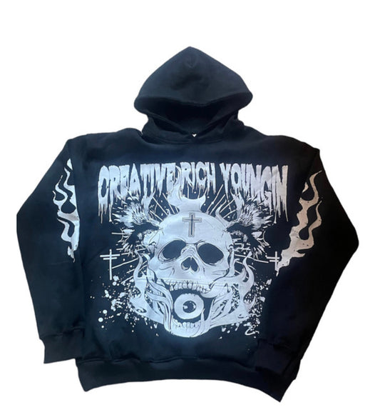 SKULL FACE HOODIE BALCK